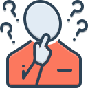 Person icon surrounded by question marks