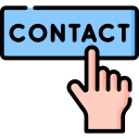 Finger pointing to a plate with 'contact' word written